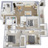 Carnelian - three bedroom, two bath, 1,300 square foot apartment