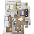 One bedroom, one bath, 704 square foot apartment home