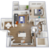 One bedroom, one bath, 826 square foot apartment home
