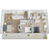 B1 - Two bedroom, two bath, 850 square foot apartment home