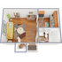 Studio floor plans ranging from 218 - 474 sq ft