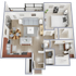 One bedroom, one bath, 823 square foot apartment home