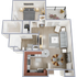 One bedroom, one bath, 759 square foot apartment home