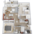 Two bedroom, two bath, 1,167 square foot apartment home