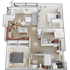 Two bedroom, two bath, 1,122 square foot apartment home