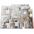 Two bedroom, two bath, 1,041 square foot apartment home