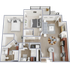 Two bedroom, two bath, 1,060 square foot apartment home