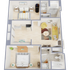 B1 - 738 square foot two bedroom, two bath apartment