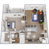 A1 - 571 square foot, one bedroom, one bath apartment