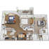 B2 - 1,006 square foot, two bedroom, two bath apartment