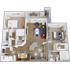 B4 - 1,041 square foot, two bedroom, two bath apartment