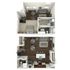 968 square foot one bedroom, one and a half bath loft apartment home