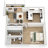 645 square foot one bedroom, one bath apartment home