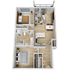 946 square foot two bedroom, one bath apartment home