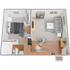 One bedroom, one bath, 520 square foot apartment home