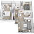 Two bedroom, one bath apartment home