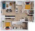 Brio 1 - 958 square foot two bedroom one bath apartment