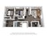Modern 3D floor plan showcasing 2 bedrooms, sleek kitchen, cozy living area, and well-equipped bathroom.