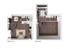 Charming 3D floor plan showcasing a two-level apartment with a cozy spiral staircase, inviting living area, modern kitchen, and serene bedroom space.
