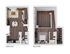 Modern two-story floor plan highlighting an open-concept living and dining area, elegant kitchen, and spacious bedroom with en-suite bathroom and walk-in closet.