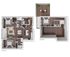 Modern 3D floor plan showcasing 3 bedrooms, an inviting open-concept living and dining area, sleek kitchen, and a private balcony with seating.