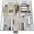 540 square foot one bedroom floor plan