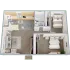 Two bedroom, one bath, 672 sq ft