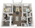 2 Bed / 2 Bath | 1,046 SF