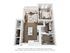 3D floor plan showcasing a modern apartment with one bedroom, a stylish bathroom, open-concept living area, and chic kitchen.