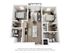 Modern 3D floor plan featuring two bedrooms, an open living area, and a stylish kitchen with a central island.