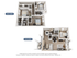 Elegant two-story floor plan showcasing three bedrooms, modern kitchen, open-concept living and dining areas, with natural light filling spacious interiors.