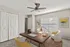 Chic and inviting home office with a modern desk, cozy seating, and contemporary decor.