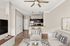 Chic modern apartment with open-concept living space, stylish kitchen, and elegant decor.