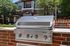 Modern outdoor grill set against a charming apartment backdrop with lush greenery, perfect for hosting summer barbecues.
