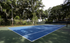 Serene tennis court surrounded by lush green trees, perfect for enjoying outdoor activities.