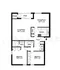 Charming floor plan featuring 2 spacious bedrooms, open living room, modern kitchen, dining area, and cozy patio, ideal for comfortable living.