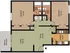 Elegant floor plan showcasing 2 spacious bedrooms, a modern kitchen, cozy living area, and inviting balcony.