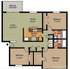 Spacious 2D floor plan featuring two elegant bedrooms, a charming kitchen, and a welcoming living area opening to a cozy balcony.