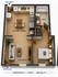 Charming 3D floor plan highlighting 1 bedroom, 1 bath, and an inviting open kitchen-dining area, perfect for cozy living in 600 sq ft.