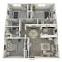 Modern 3D floor plan showcasing 3 bedrooms, open living area, and stylish kitchen with natural lighting.