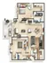 Charming floor plan showcasing 3 bedrooms, cozy living area, modern kitchen, and private balcony, perfect for comfortable living.