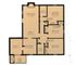 Spacious floor plan showcasing 3 bedrooms, open living and dining area, well-sized kitchen, and a cozy family room with patio access.