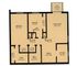 Modern apartment floor plan with three bedrooms, two bathrooms, spacious living room, and cozy kitchen. Includes dining area and a small patio for outdoor relaxation.