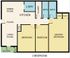 Contemporary 3-bedroom floor plan with a spacious kitchen, dining room, and two bathrooms. Includes a cozy living room and a balcony for relaxing outdoors.