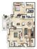 Inviting 2-bedroom apartment floor plan with open-concept living area, modern kitchen, and cozy balcony space.