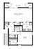 Elegant floor plan showcasing a spacious living room with a dining area, a modern kitchen, one large bedroom, and a cozy patio with extra storage.