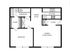 Elegant floor plan showcasing a one-bedroom layout with a spacious sunken living room, modern kitchen, dining area, and bathroom.