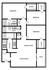 Modern floor plan showcasing 3 bedrooms with ample closets, two bathrooms, a spacious living and dining area, an efficient kitchen, and a charming patio.