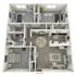Modern 3D floor plan showcasing 3 bedrooms, a spacious open-concept living and dining area, and a sleek kitchen with ample storage.