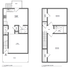 Modern two-story floor plan featuring open kitchen and dining area, spacious living room, two large bedrooms, and a private deck.